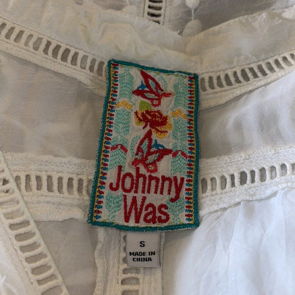 Johnny Was Sheer White Floral Embroidered Sleeveless Blouse Women's Size Small - Picture 3 of 8